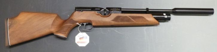 Weihrauch HW100KS .22 PCP air rifle with shaped and chequered semi-pistol grip and forend, raised