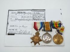 British Army WWI medals comprising 1914/1915 Star, War Medal and Victory Medal named to S-4826 Cpl J