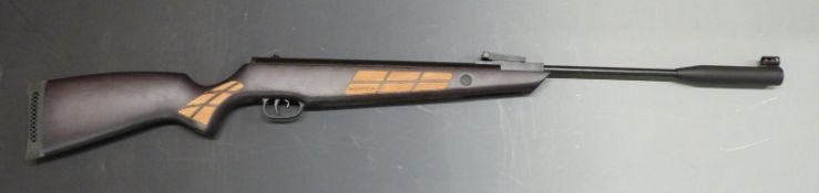 Norica Black Eagle .22 air rifle with chequered cut back semi-pistol grip and forend and sound