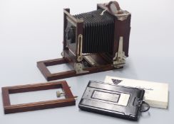 Gundlach Korona folding plate camera with Goerz 1:6.8 168mm lens, in fitted box with accessories