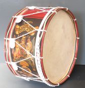 Irish regimental bass drum for the 2nd Battalion The Royal Dublin Fusiliers, with King's crown,