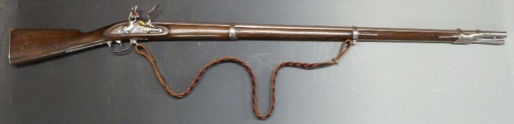 French flintlock three band hammer action musket with lock stamped 'M.'e imp.le De St etienne',