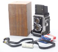 Mamiya C3 Professional TLR camera with 80mm f 2.8 lens, in wooden case with accessories
