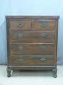 Victorian mahogany chest of two over three drawers, W97 x D46 x H118cm