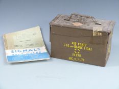 Ferret scout car manual, signals for the home guard booklet and an ammunition box