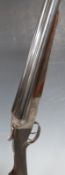 BSA 12 bore side by side shotgun with named and monogrammed locks, chequered grip and forend, double
