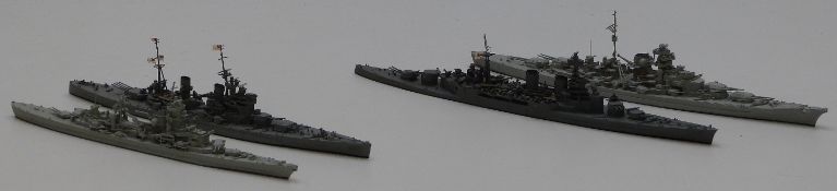 Four Neptune Models diecast model waterline ships Prince of Wales 11018, Hood 1110, Bismarck 1002