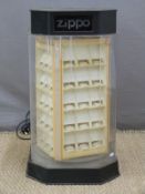 Zippo lighters illuminated rotating display stand/cabinet, height 69cm