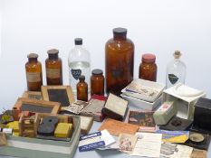 Quantity of vintage photographic developing equipment including ceramic trays, bottles etc