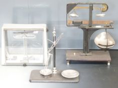 Cased Griffin laboratory scales, W & T Avery Ltd ratio scales and a set of chrome CWS scales