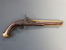 Parkes of London 20 bore percussion converted from flintlock hammer action holster pistol with
