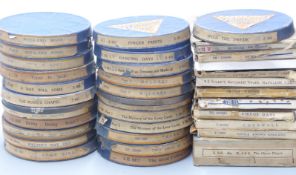Thirty-five 9.5mm cine film reels including 'Dancing Days', 'Walter's Day Out', 'Some Bird', '