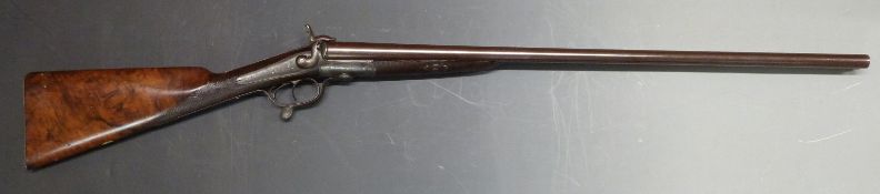 George W Webb 12 bore side by side pinfire hammer action shotgun with named and engraved locks,