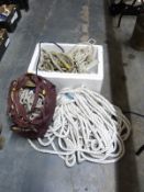 Various lengths of rope and an anchor, the rope mainly yachting quality