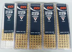 Four hundred and twenty nine CCI Sub-Sonic .22 LR HP rifle cartridges, in original boxes. PLEASE