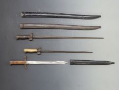 Finnish M28/30 bayonet by Hackman & Co, blade length 30cm, with metal scabbard together with two