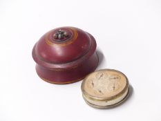 The American Register Co pocket calculator or adding machine, diameter 5cm in red case