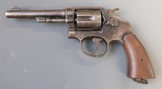 Deactivated Smith & Wesson .38 six-shot double action revolver with suspension loop, top plate