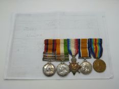 British Army Victorian and WWI medal group comprising Queen's South Africa medal with three