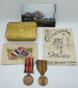WWI Princess Mary's Christmas Fund 1914 tin with a Special Constabulary Medal for Daniel Ramsey,