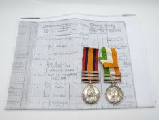 British Army Queen's South Africa medal with three clasps, Orange Free State, Belfast and Natal,