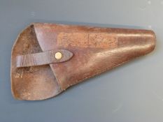 Brown leather pistol/revolver holster, 26cm long