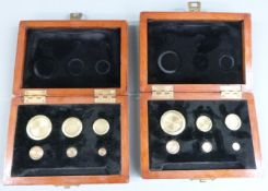 Two cased sets of weights 1oz downwards, ex Monmouthshire Trading Standards