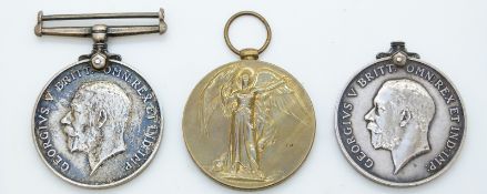 British Army WWI medals comprising two War Medals named to William Roberts and to 81596 Gunner T.
