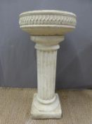 Garden bird bath on reeded column, height 80cm
