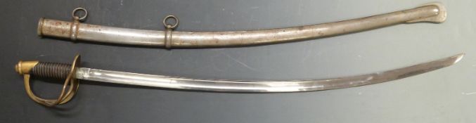 American Civil War 1860 pattern Light Cavalry sword stamped 12244 to guard, US 1862 to blade, Ames