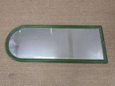Arch topped mirror with bevelled glass, height 138cm
