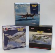 Three Corgi The Aviation Archive 1:72 scale limited edition diecast model aeroplanes DH Vampire FB.9