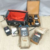 A collection of electrical testing equipment to include Avometers tong test etc