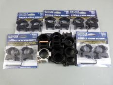 Eleven pairs of mainly Hawke 1 inch medium weaver mounts, all new some in original packaging.