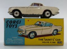 Corgi Toys diecast model The 'Saint's' Car Volvo P.1800 with cream body, red interior and spun