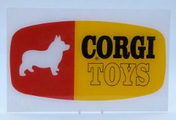 Corgi Toys acrylic shop display / advertising sign, 25 x 39cm