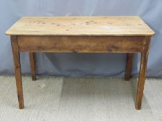 A pine kitchen table with drawer to end, L124 x W71 x H74cm