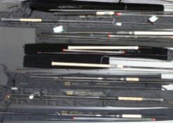 Seven quiver tip rods, mostly Shakespeare