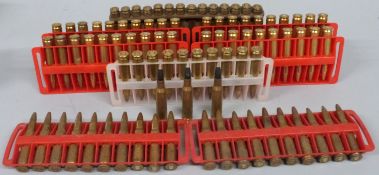 Eighty seven .222 rifle cartridges, most in cartridge holders. PLEASE NOTE THAT A VALID RELEVANT