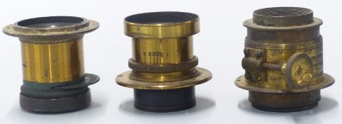 Three various vintage lenses including T Thornton-Pickard Rectoplanat