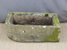 Carved natural stone corner trough, 72 x 53 x 22cm