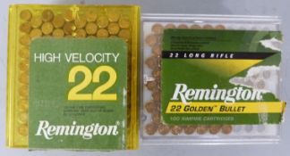 One hundred and fifty Remington .22 rifle cartridges, in original boxes. PLEASE NOTE THAT A VALID