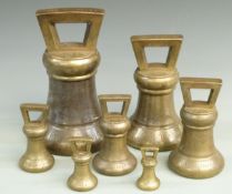 Georgian County of Monmouth standard set of bell weights from 56lb to 1lb, all marked County of