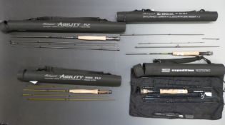 Four travelling fly fishing rods by Shakespeare including Expedition, Sigma and Agility x2