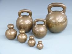 Edwardian County of Monmouth standard set of ball shaped weights 56lb to 1lb, all marked County of