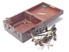 H Haecke, Berlin German sextant in original box with lenses, sextant marked 1851