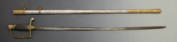 Sword in the style of a c1800 French officer's flank company example, blade length 72cm, with