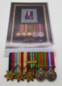 Royal Navy WWII miniature medals comprising 1939/1945 Star, Africa Star, Pacific Star, War Medal &