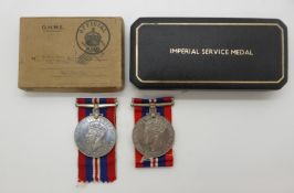 British Army WWII Defence medal in box addressed to F.A.G.Cook, together with two WWII War medals