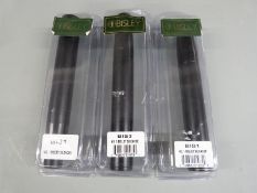 Three Bisley air rifle silencers two No.1 and one No.3, all new in original boxes.